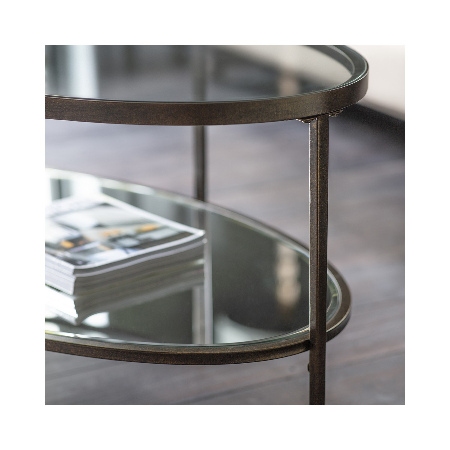 Read more about Hudson glass coffee table in bronze caspian house